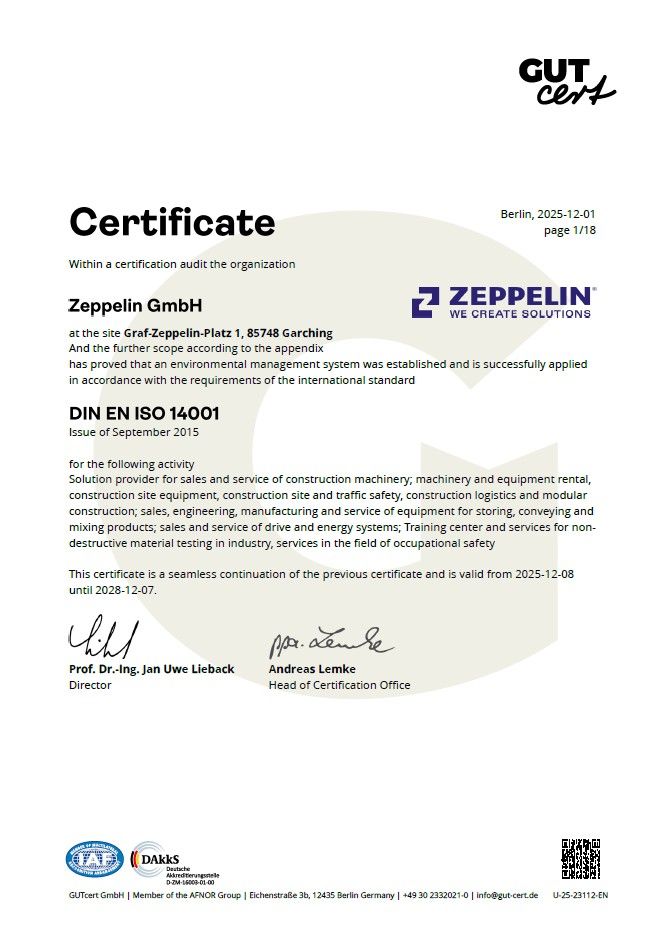 Certificate Environmental Management ISO 14001