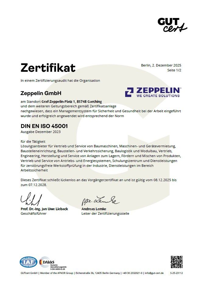 Image for Zertifikat Sicherheit und Gesundheit ISO 45001