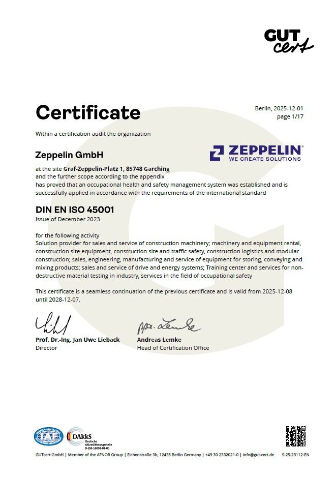 Certificate Health and Safety Management ISO 45001