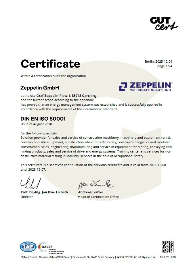 Certificate Energy Management ISO 50001