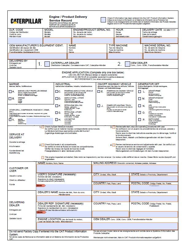 Image for Engine / Product Delivery Service Record